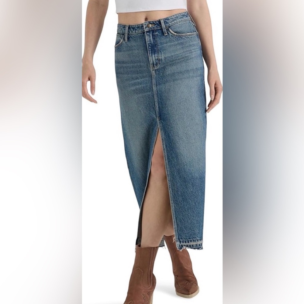 Wrangler Tall Front Slit Retro Blue Denim Long Maxi Skirt NWT - Picture 1 of 13